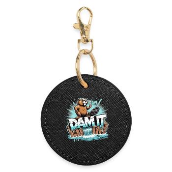 Beaver Dam Damn Funny Beaver Gift - Round Keyring - black - Front