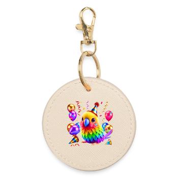 Colorful Party Parrot - Round Keyring - oyster - Front