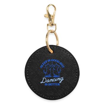 Sleep Is Good But Dancing Is Better – Katzenmotiv - Runder Schlüsselanhänger - Schwarz - Vorne