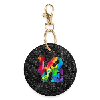 Regenbogen-Graffiti LOVE Burst - Runder Schlüsselanhänger - Schwarz - Vorne