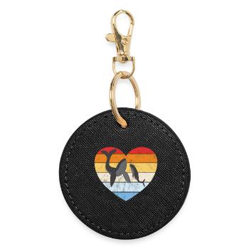 Baleine à bosse avec coeur rétro bébé - Porte-clés rond - noir - Devant