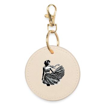 Rockabilly Woman Summer Dress Dress Wind Gift - Round Keyring - oyster - Front