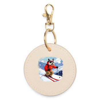 Chien de ski - Porte-clés rond - huître - Devant