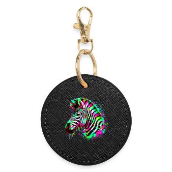 Zebra - Round Keyring - black - Front