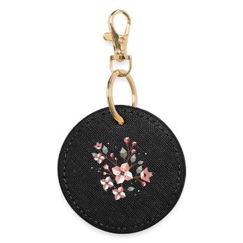 Branche de fleur de cerisier élégante - Splendeur printanière délicate - Porte-clés rond - noir - Devant