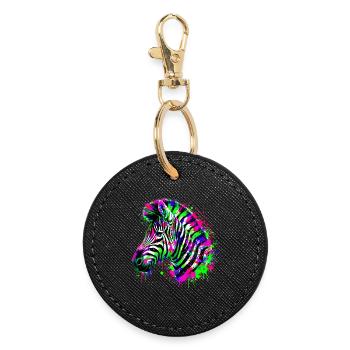Zebra - Runder Schlüsselanhänger - Schwarz - Vorne