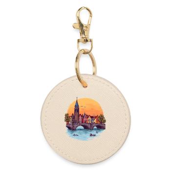 Amsterdam Skyline - - Round Keyring - oyster - Front