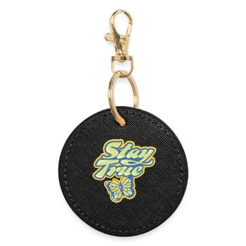Stay True – Pastel lettering - Round Keyring - black - Front