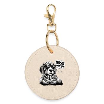 Bosswoof Goldkette Hund - Runder Schlüsselanhänger - Auster - Vorne