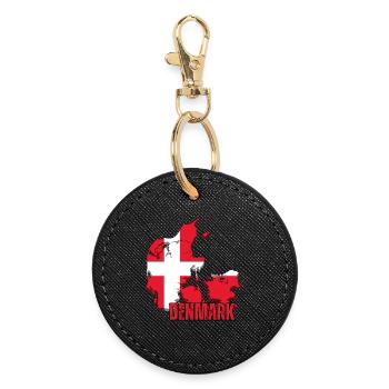 Fierté danoise, drapeau du Danemark - Porte-clés rond - noir - Devant