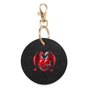 Duo d’amour au cœur de dragon - Porte-clés rond - noir - Devant