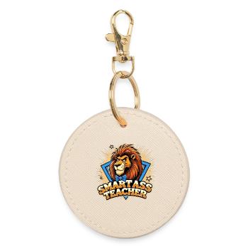 Know-it-All Clever Teacher Leo Funny Gift - Round Keyring - oyster - Front