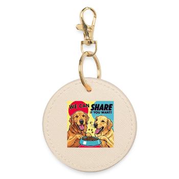 Comic Dogs - We Can Share If You Want - Runder Schlüsselanhänger - Auster - Vorne