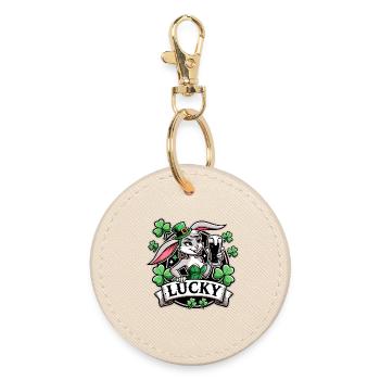 St. Patrick’s Day Hase Häsin Häschen Glücklich - Runder Schlüsselanhänger - Auster - Vorne