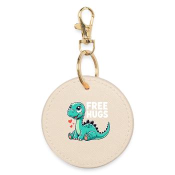 Apatosaurus Dino Baby Gratis Umarmungen Geschenk - Runder Schlüsselanhänger - Auster - Vorne