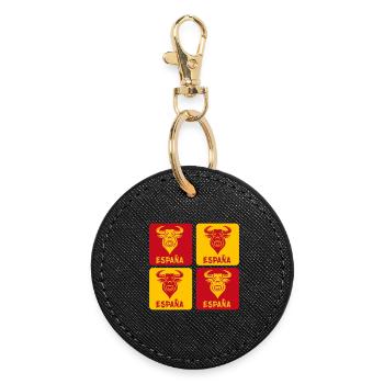 Spain Bull National Colors Design - Round Keyring - black - Front