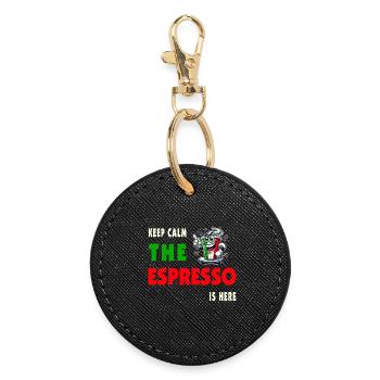 Espresso Italy / Coffee Design - Round Keyring - black - Front