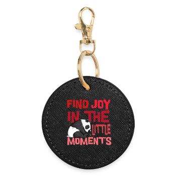 Little Panda Bear with Saying Wild Animal Nature - Round Keyring - black - Front