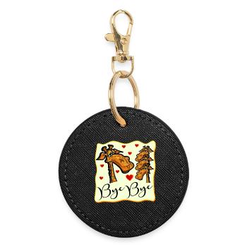 FAREWELL BYE BYE FUNNY - Round Keyring - black - Front