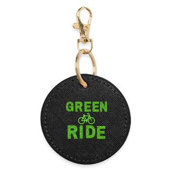 GREEN RIDE - Round Keyring - black - Front