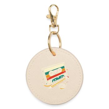 Vintage Cassette - Round Keyring - oyster - Front