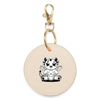 Dragon Lait – Bébé Dragon mignon en couche - Porte-clés rond - huître - Devant