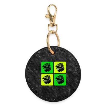 Hippo with sunglasses - Round Keyring - black - Front