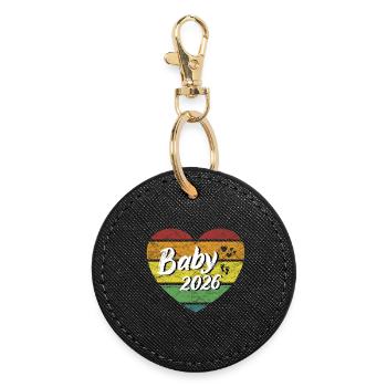 Baby 2026 newborn pregnancy retro - Round Keyring - black - Front