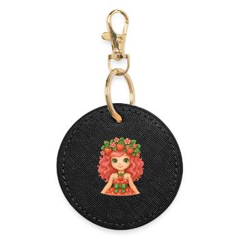 Le pouvoir de la fille aux fraises ! 🍓 - Porte-clés rond - noir - Devant