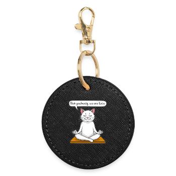 Cat Meditation - Round Keyring - black - Front