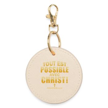 Inspirierendes religiöses Zitat in Metallic-Gold - Runder Schlüsselanhänger - Auster - Vorne