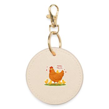 Super Mama Hen - Round Keyring - oyster - Front