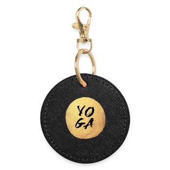 Yoga Gold Center Circle Meditation Concentration - Round Keyring - black - Front