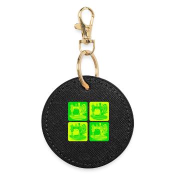 Sewing Machine Design - Round Keyring - black - Front