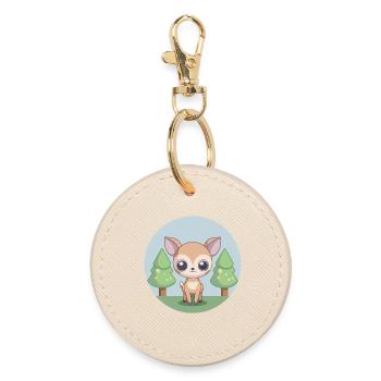Adorable little fawn in the forest - Round Keyring - oyster - Front