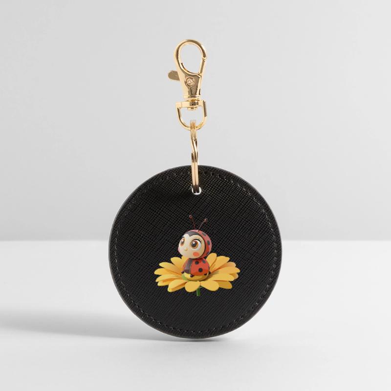 Coccinelle mignonne sur une fleur Porte-clés rond