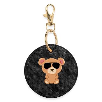Teddybär - Runder Schlüsselanhänger - Schwarz - Vorne