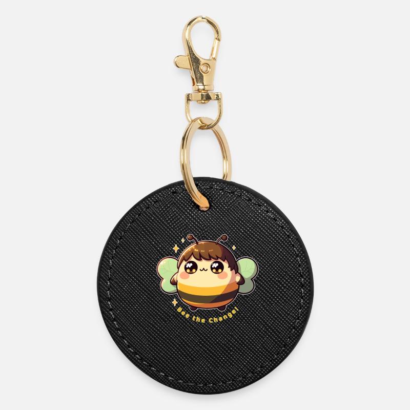 Bee the Change ! - Porte-clés rond - noir