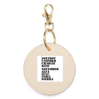 Against Nazis - Round Keyring - oyster - Front