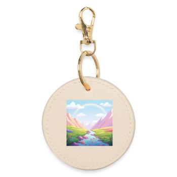 Rêve de nature : l’arc-en-ciel dans les montagnes - Porte-clés rond - huître - Devant