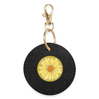 Sunflower - Summer, Sun, Good Mood - Round Keyring - black - Front