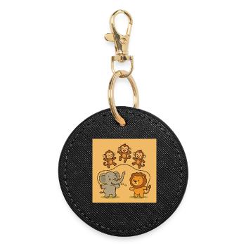 Heureux amis de la jungle - Porte-clés rond - noir - Devant
