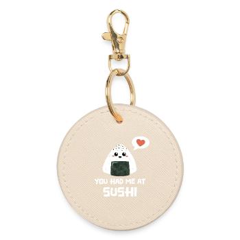 Sushi onigiri disant drôle - Porte-clés rond - huître - Devant