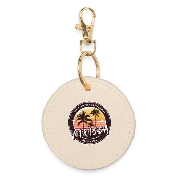 Mirissa Beach Sri Lanka Palmen Design - Runder Schlüsselanhänger - Auster - Vorne