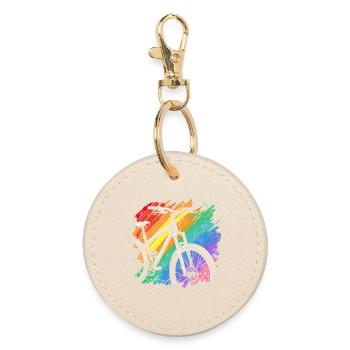 Vibrant Bicycle Art Print - Round Keyring - oyster - Front