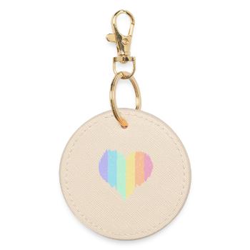 Regenbogen Herz Pastellfarben Pride Monat LGBTQ+ - Runder Schlüsselanhänger - Auster - Vorne