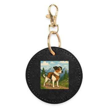 Jack Russel Wanderer - Round Keyring - black - Front