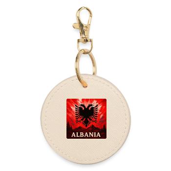 Albania Double Eagle Design - Round Keyring - oyster - Front