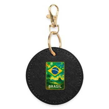 Brazil Flags Landscape Design - Round Keyring - black - Front