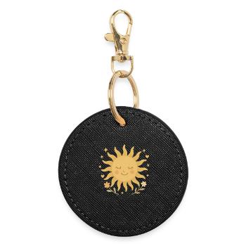 Sonnenschein Design – Sonne Kinder Boho Deko - Runder Schlüsselanhänger - Schwarz - Vorne